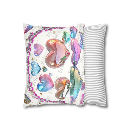 Vibrant Love Heart Faux Suede Throw Pillow - Colorful Eclectic Design