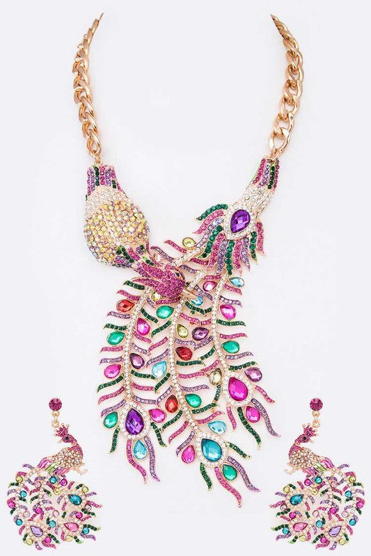 Majestic Peacock Crystal Jewelry Set-Slay Eclectic