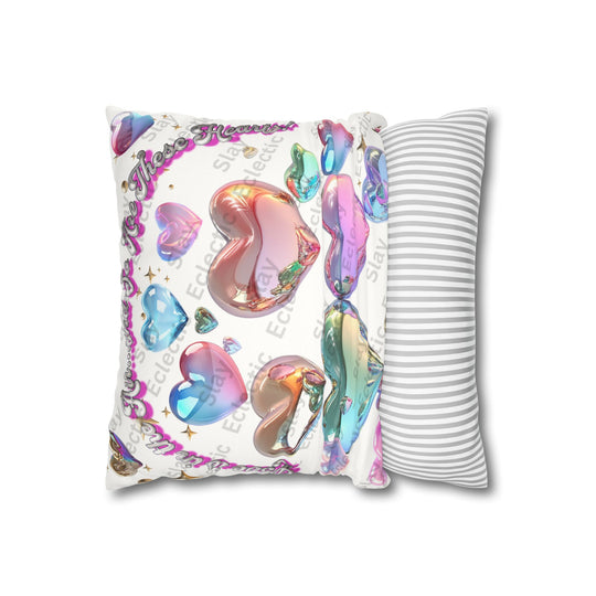 Vibrant Love Heart Faux Suede Throw Pillow - Colorful Eclectic Design