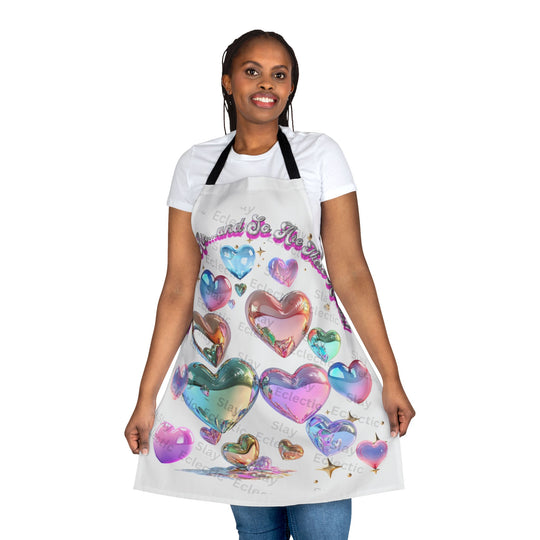 Colorful Heart-Print Apron - Perfect for Cooking & Art
