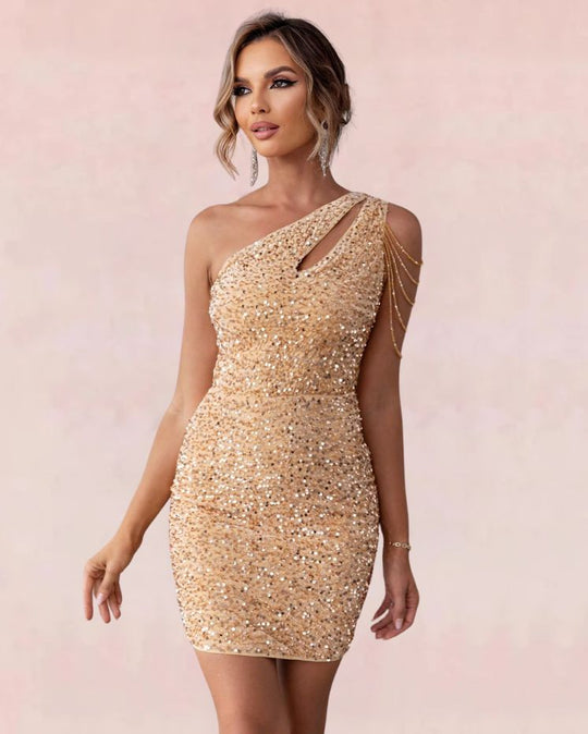 Showstopper Bodycon Mini Dress - Beige-Slay Eclectic