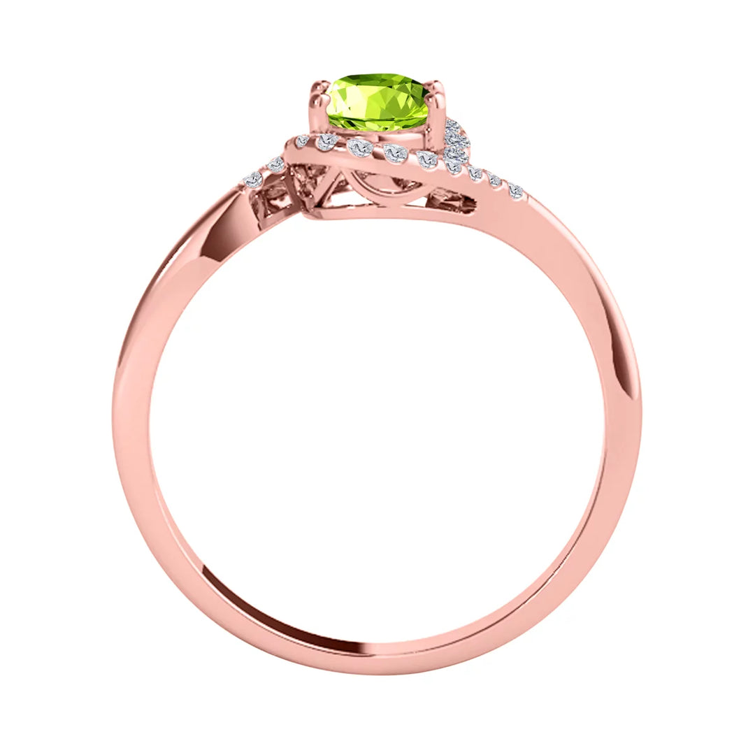 Stunning 1.00 Carat Peridot Halo Diamond Engagement Ring in 14K Rose Gold-Slay Eclectic