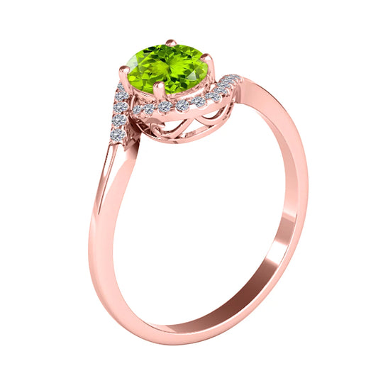 Stunning 1.00 Carat Peridot Halo Diamond Engagement Ring in 14K Rose Gold-Slay Eclectic