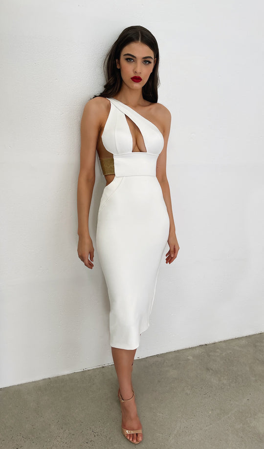 Monochrome Bandage Midi Dress - White