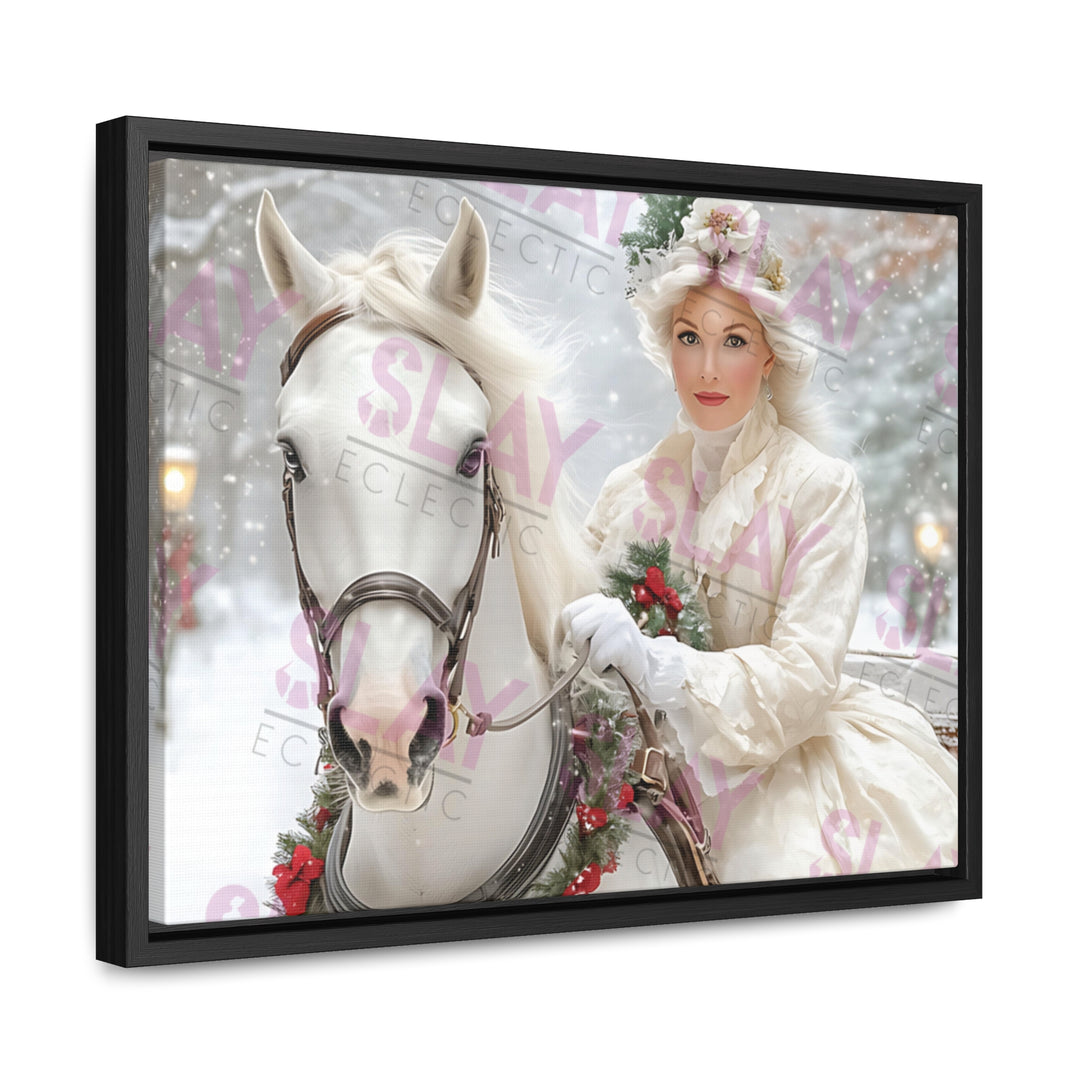 Victorian Winter Elegance: Horse & Rider Canvas Art for Timeless Decor