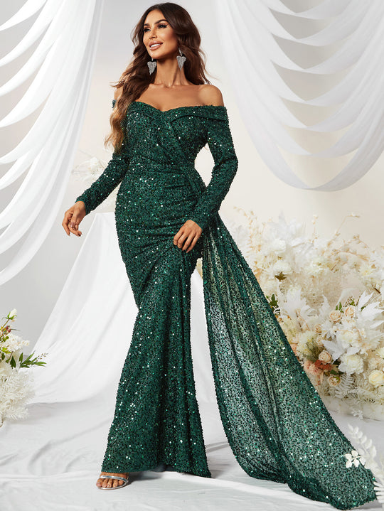 Nymph Sequin Maxi Dress - Green