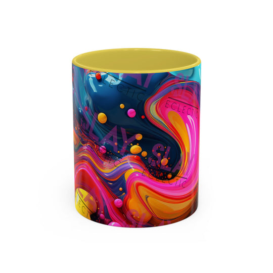 Vibrant Eclectic Coffee Mug, Abstract 4k AI, 11oz