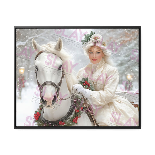 Victorian Winter Elegance: Horse & Rider Canvas Art for Timeless Decor