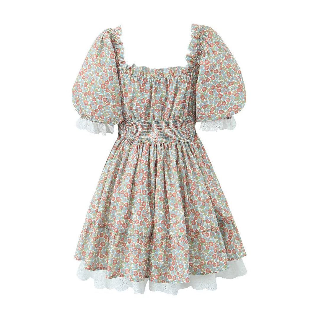 Winter Street Shooting Sexy Lace Printing Stitching Dress Puffy dress