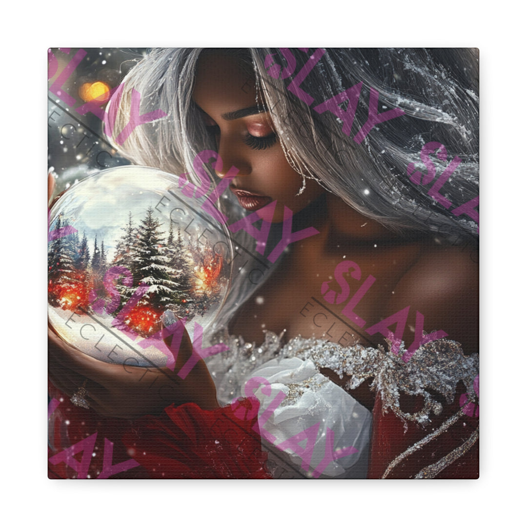 Woman Holding Snow Globe - Original AI Wall Art, Christmas Wall Art for Mom, Beautiful Christmas Gift