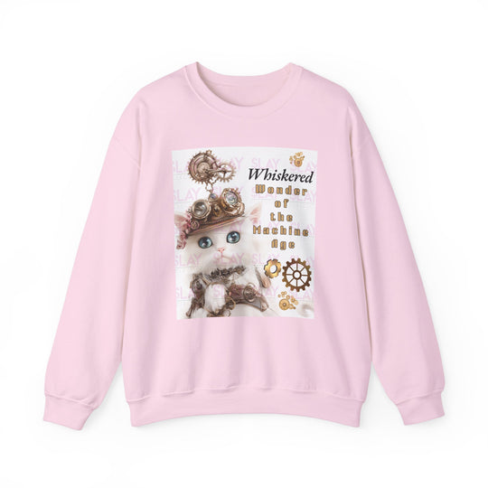 Whiskered Wonder Crewneck Sweatshirt - Cute Cat Steampunk, Cozy Casual Wear, Gift for Cat Lovers, Fun Sweatshirt, Unique Animal Apparel-Slay Eclectic