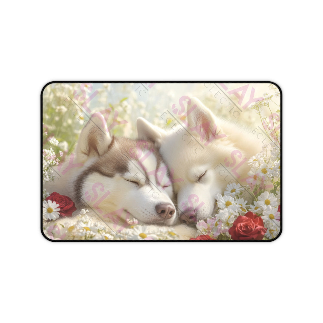 Serene Husky Desk Mat - Cozy Home Office Decor for Dog Lovers