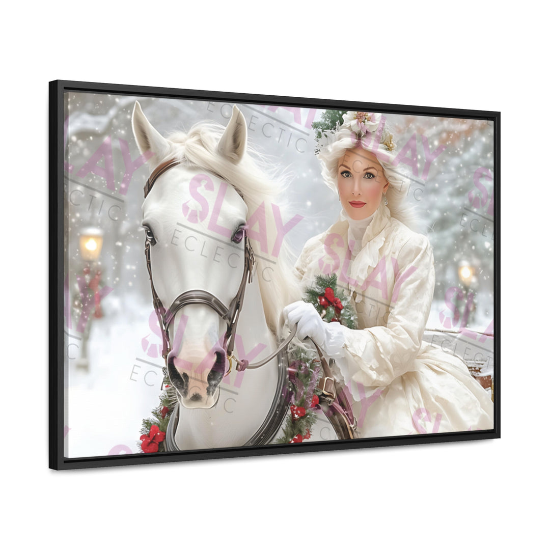 Victorian Winter Elegance: Horse & Rider Canvas Art for Timeless Decor