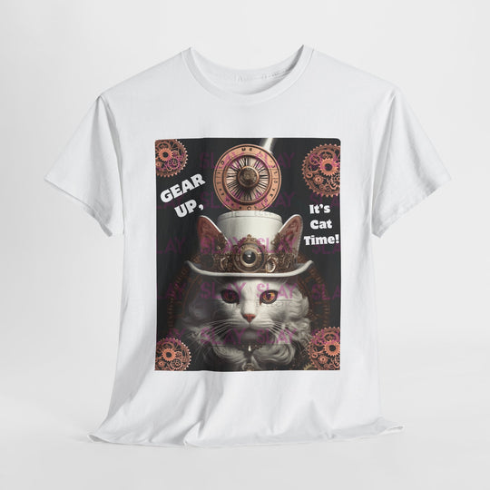 Whimsical Steampunk Cat Graphic Tee - A Purrfect Fit for Cat Lovers!