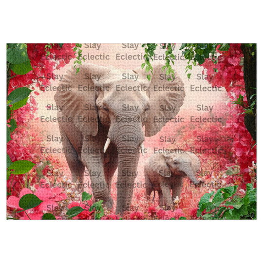 Elephant Family Jigsaw Puzzle with Tin – Perfect for Nature Lovers & Family Fun AI Art