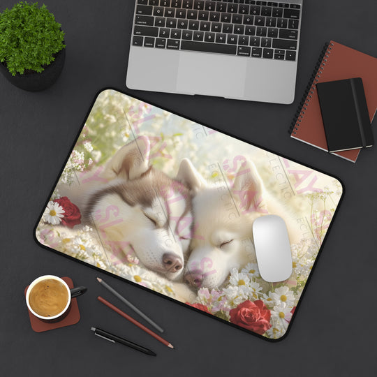 Serene Husky Desk Mat - Cozy Home Office Decor for Dog Lovers