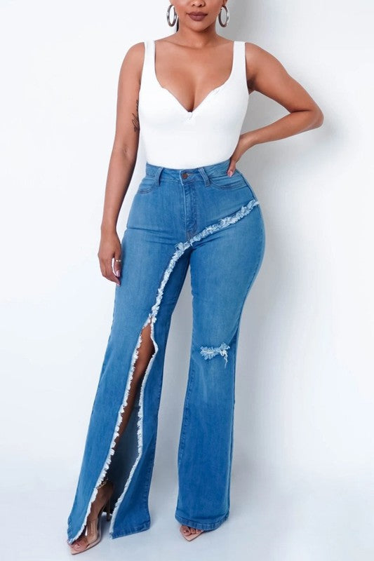 Chic Wide-Leg Denim Trousers for Women-Slay Eclectic