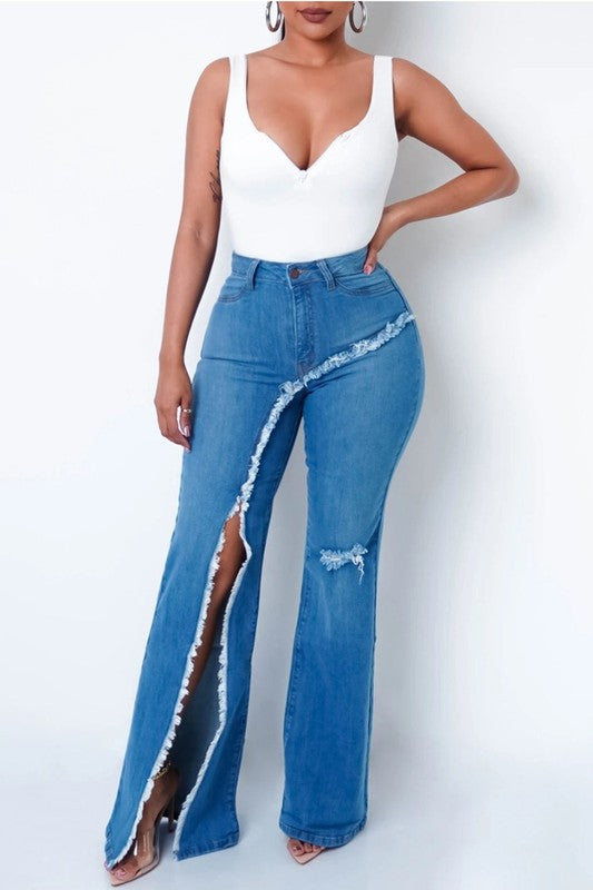 Chic Wide-Leg Denim Trousers for Women-Slay Eclectic