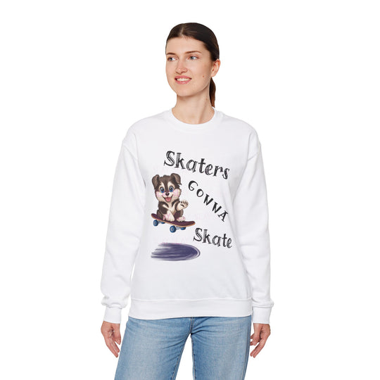 Skaters Gonna Skate Sweatshirt - For Dog Lovers and Skate Enthusiasts-Slay Eclectic