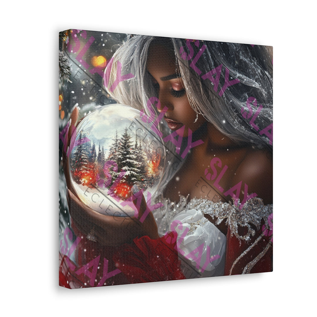 Woman Holding Snow Globe - Original AI Wall Art, Christmas Wall Art for Mom, Beautiful Christmas Gift