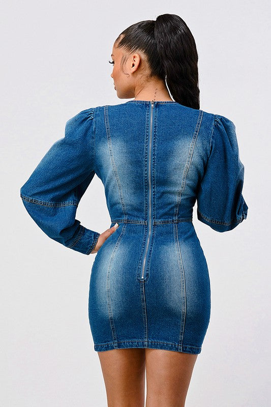 Daring Denim Ruffle Mini Dress-Slay Eclectic