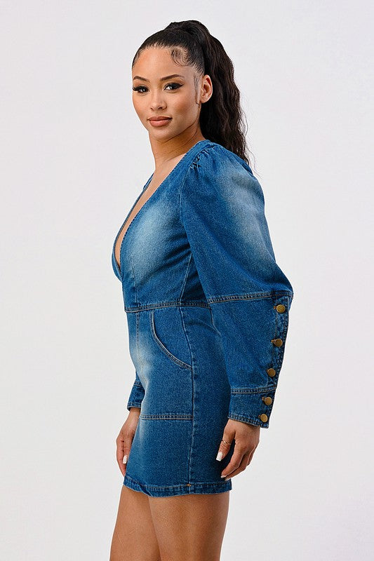 Daring Denim Ruffle Mini Dress-Slay Eclectic