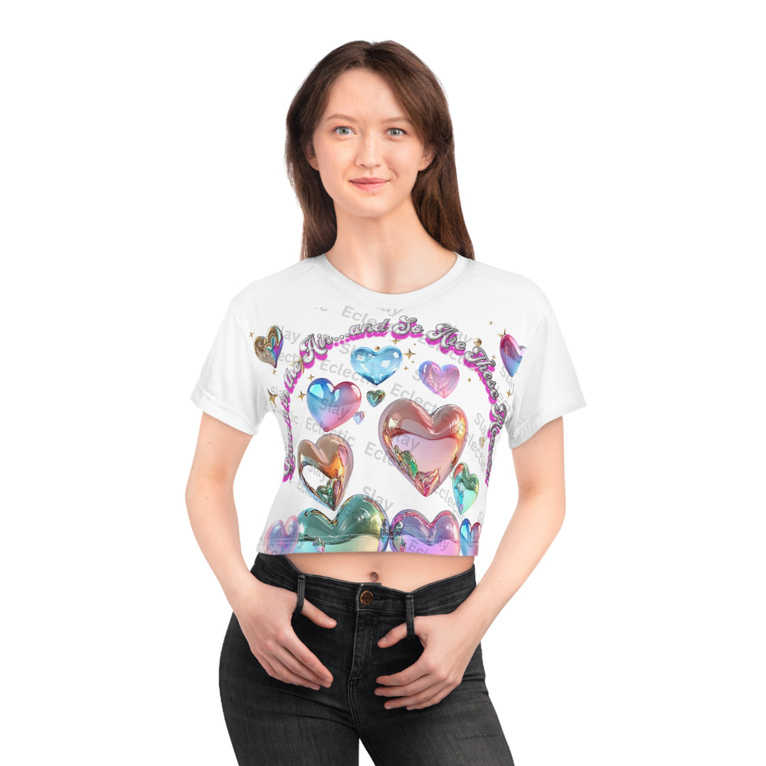 Colorful Heart Crop Tee - Perfect for Love Celebrations and Everyday Wear