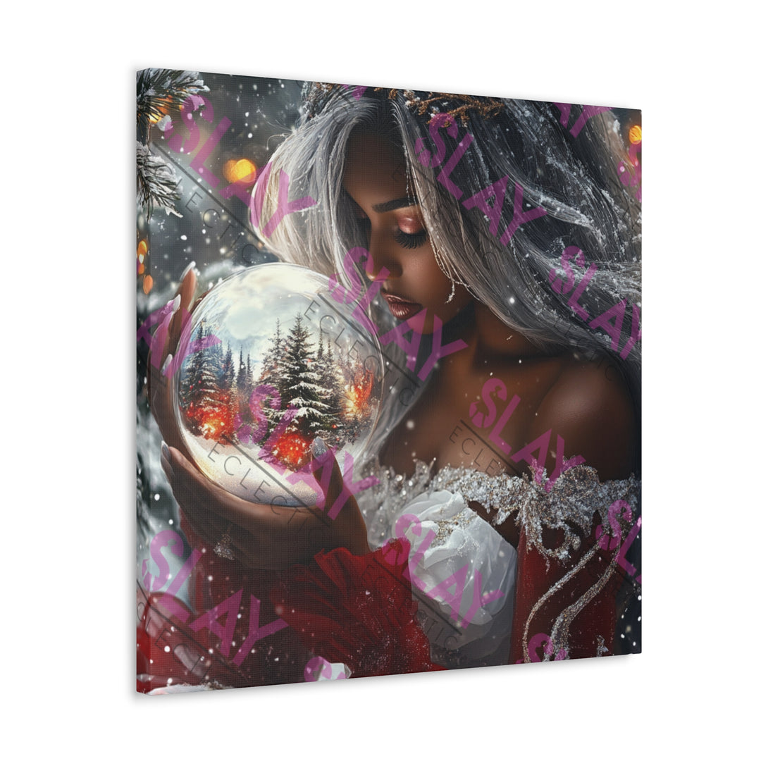 Woman Holding Snow Globe - Original AI Wall Art, Christmas Wall Art for Mom, Beautiful Christmas Gift