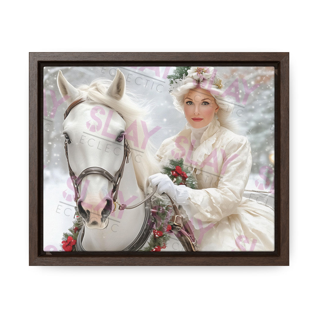 Victorian Winter Elegance: Enchanting Horse & Rider Canvas Art Collection