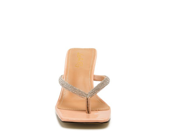 Mesmeric Crystal-Studded Heeled Thong Sandals