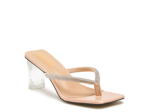 Mesmeric Crystal-Studded Heeled Thong Sandals