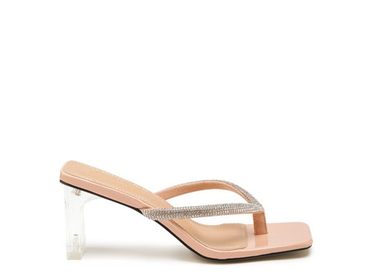 Mesmeric Crystal-Studded Heeled Thong Sandals