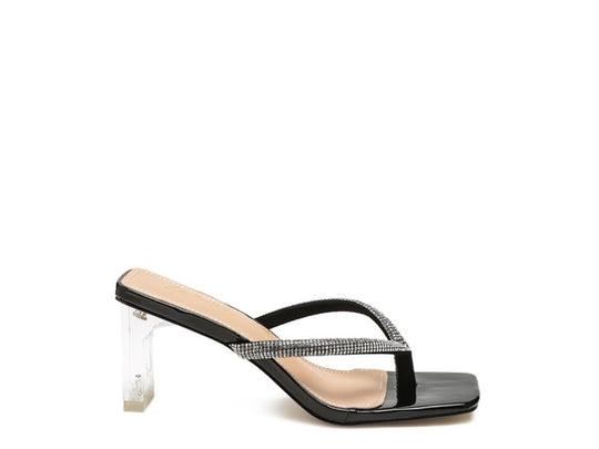 Mesmeric Crystal-Studded Heeled Thong Sandals