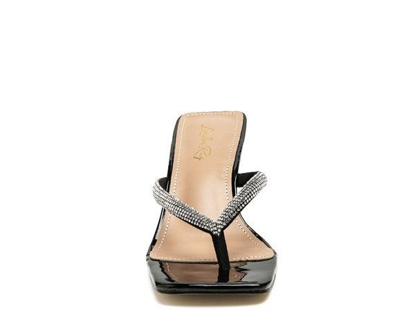 Mesmeric Crystal-Studded Heeled Thong Sandals