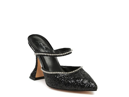 Dazzling Glitter Heel Spool Sandals