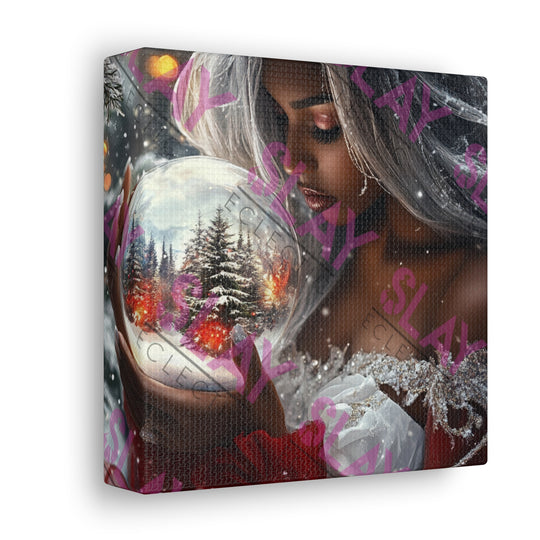 Woman Holding Snow Globe - Original AI Wall Art, Christmas Wall Art for Mom, Beautiful Christmas Gift