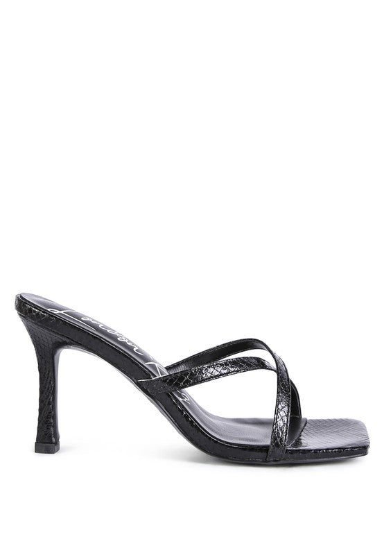 Muriel Fashionista Leather Croc Cross Strap Sandals