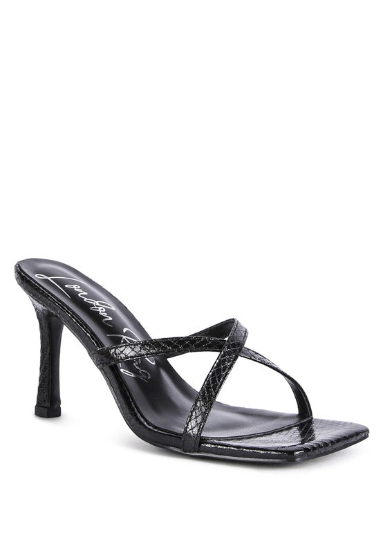 Muriel Fashionista Leather Croc Cross Strap Sandals