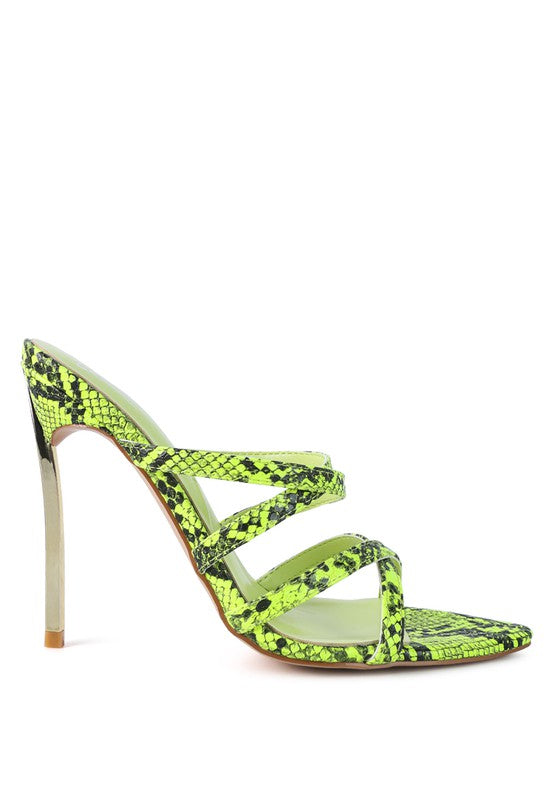 Strappy Vogue Snake Print High Heeled Sandals