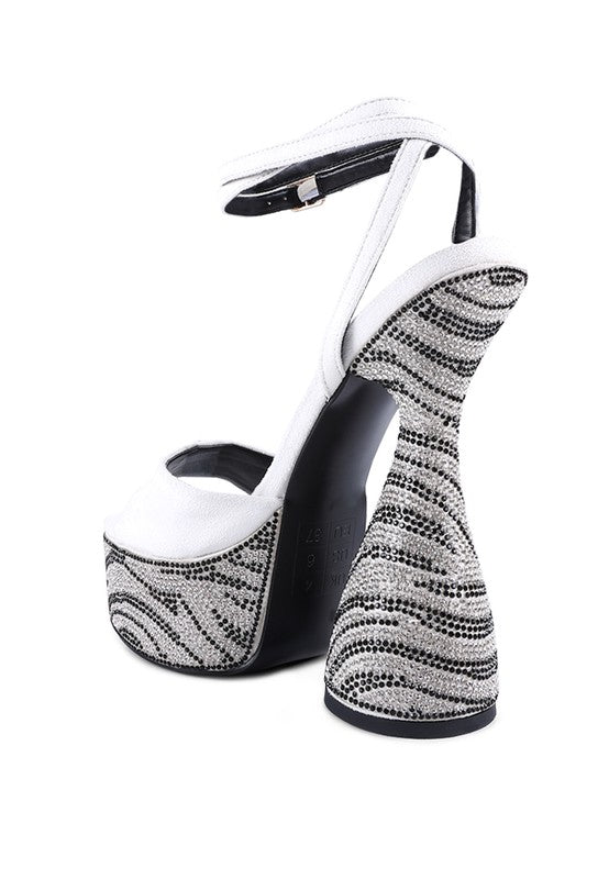 Bedazzling Zebra Print Diamante Heels Sandals