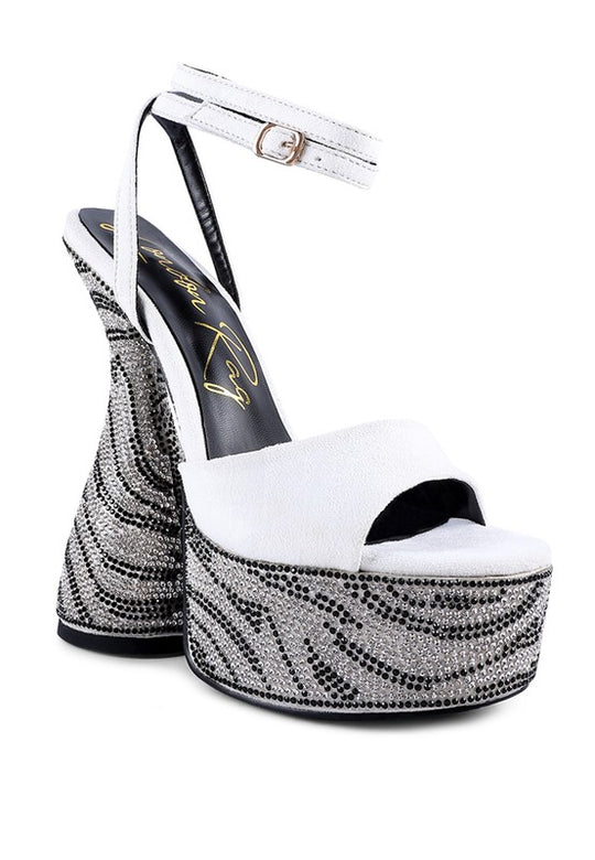 Bedazzling Zebra Print Diamante Heels Sandals