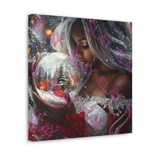 Woman Holding Snow Globe - Original AI Wall Art, Christmas Wall Art for Mom, Beautiful Christmas Gift