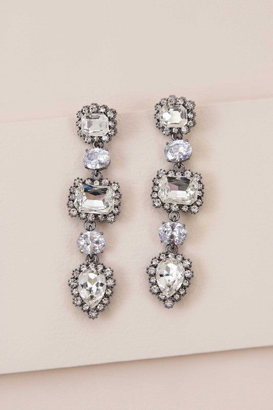 Dazzling Silver & Rhinestone Drop Earrings-Slay Eclectic