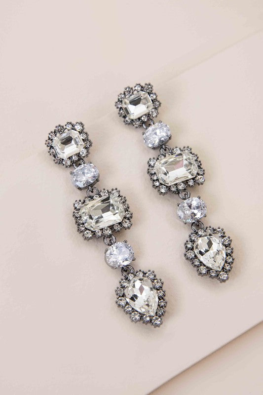 Dazzling Silver & Rhinestone Drop Earrings-Slay Eclectic