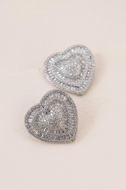 Luxe Love Heart Silver Post Earrings-Slay Eclectic