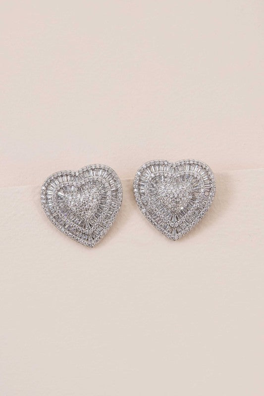 Luxe Love Heart Silver Post Earrings-Slay Eclectic