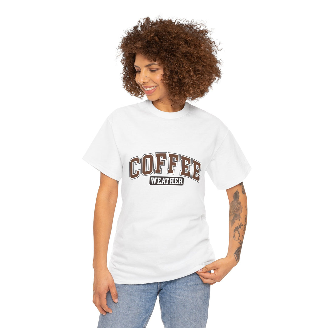 Coffee Weather Unisex Heavy Cotton Tee - Cozy Fall and Winter Apparel