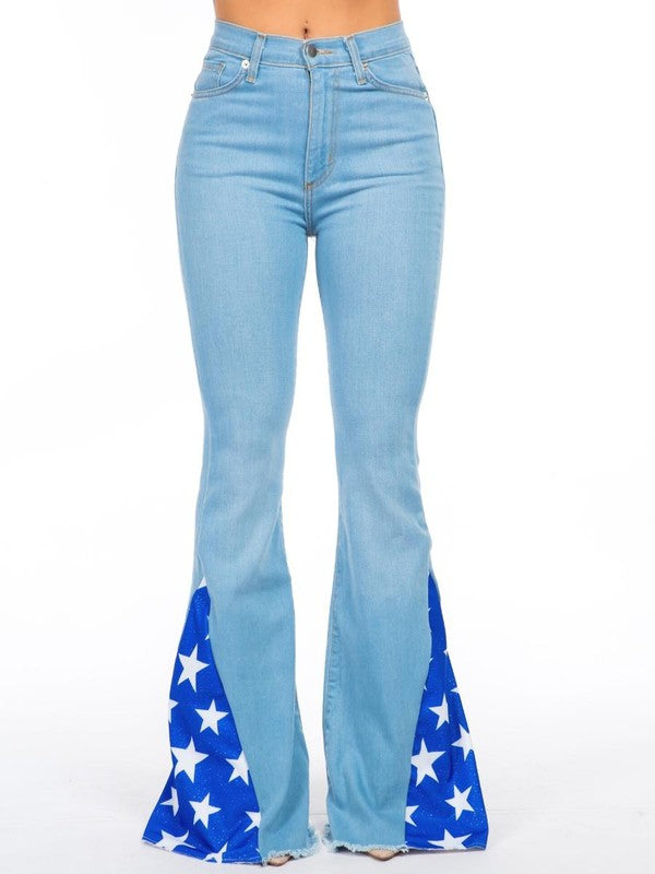 Starry Night Bell Bottom Jeans in Light Wash-Slay Eclectic