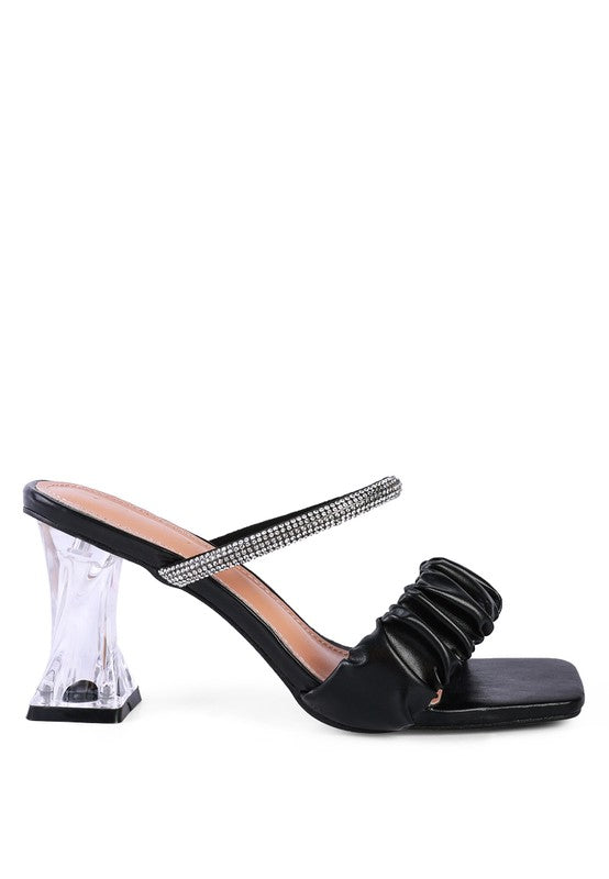 Twilight Glamour Rhinestone Mid Heel Diamante Sandals