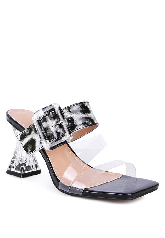 Cityscape Printed Mid Heel Slide Sandals